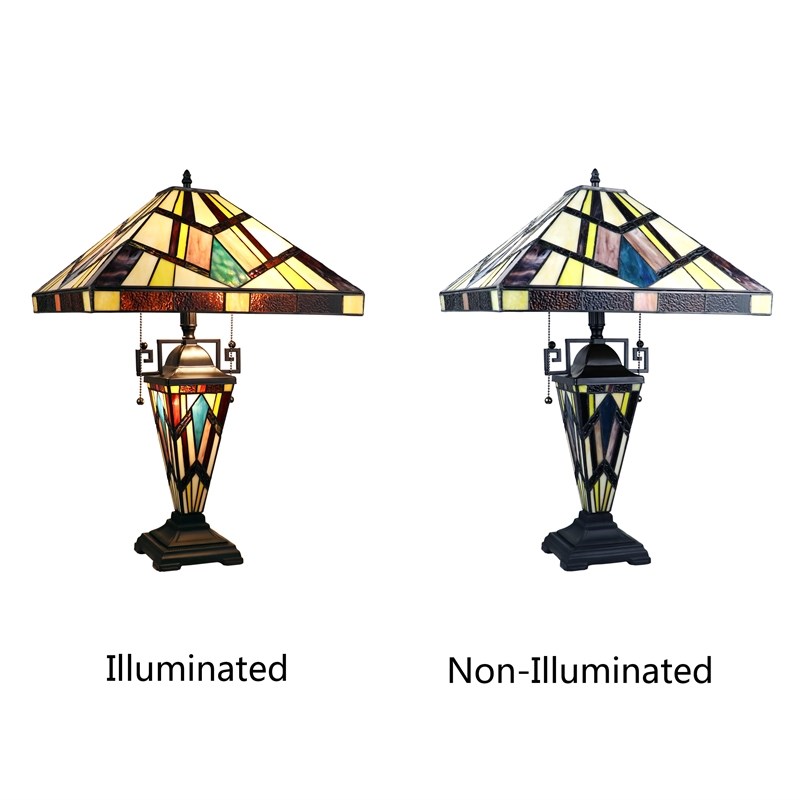 Chloe Lighting Mission Vincent 3-Light Metal Table Lamp in Blackish Bronze