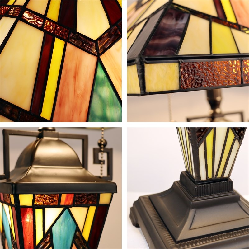 Chloe Lighting Mission Vincent 3-Light Metal Table Lamp in Blackish Bronze