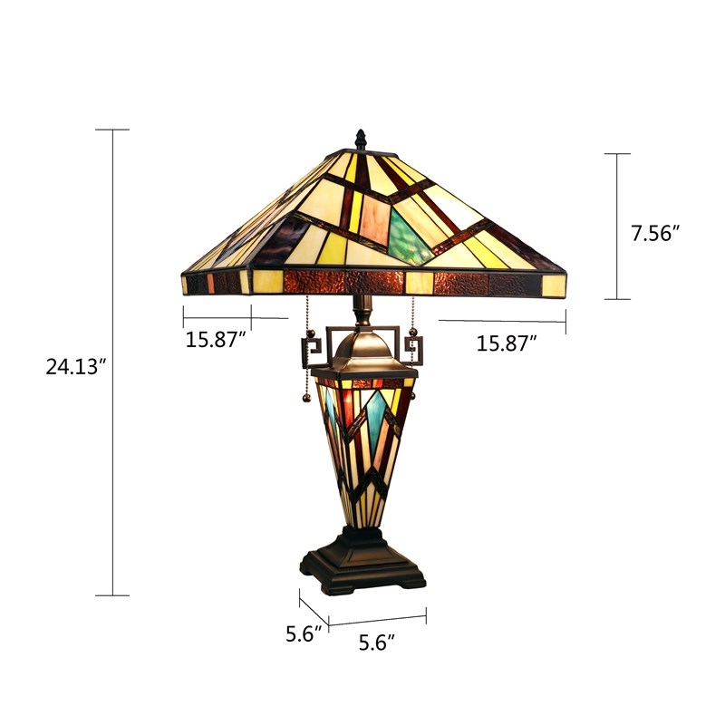Chloe Lighting Mission Vincent 3-Light Metal Table Lamp in Blackish Bronze
