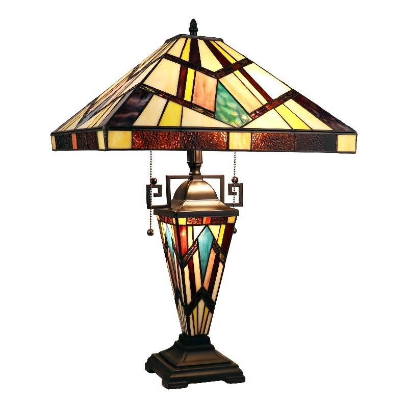 Chloe Lighting Mission Vincent 3-Light Metal Table Lamp in Blackish Bronze