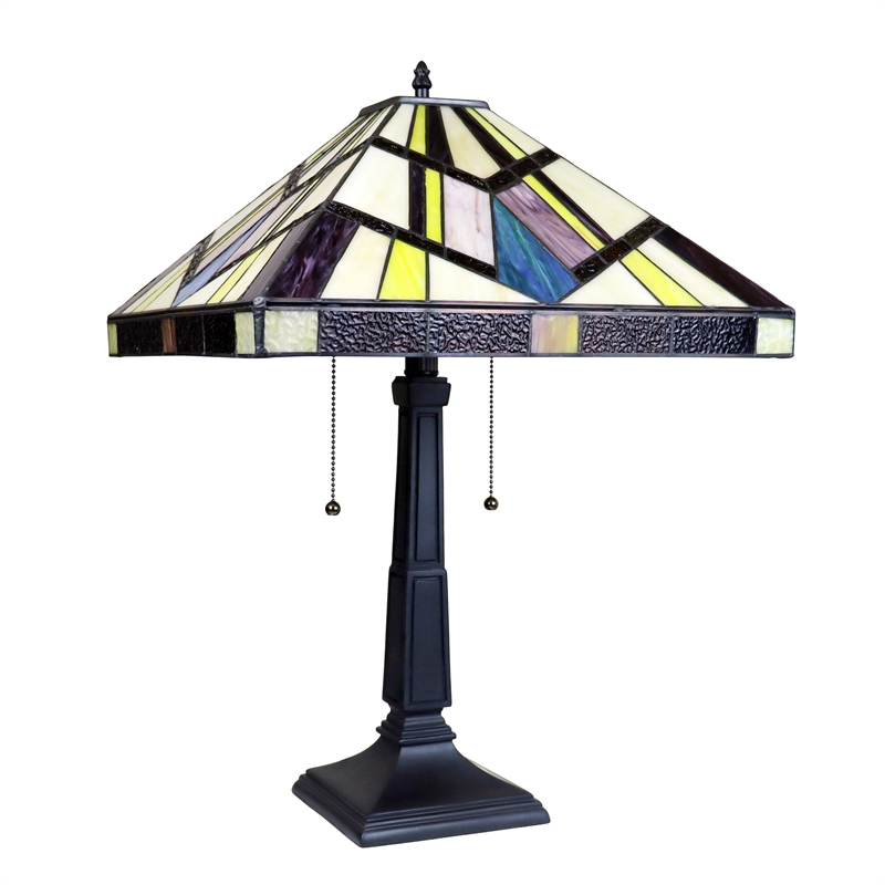 Chloe Lighting Mission Vincent 2-Light Metal Table Lamp in Blackish Bronze
