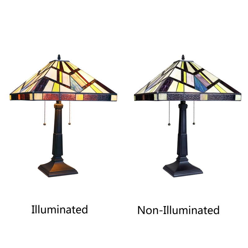 Chloe Lighting Mission Vincent 2-Light Metal Table Lamp in Blackish Bronze