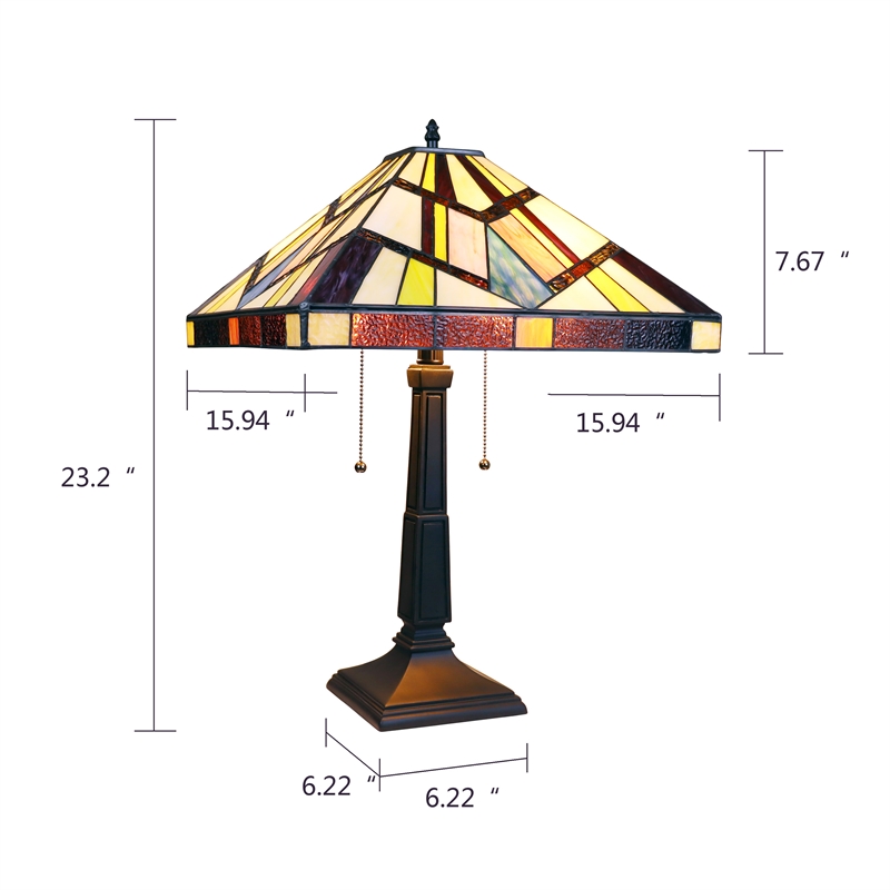 Chloe Lighting Mission Vincent 2-Light Metal Table Lamp in Blackish Bronze