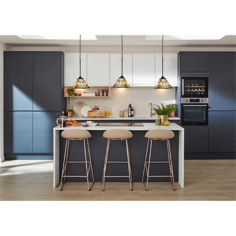 Chloe Lighting Mission Kinsey 1-Light Metal Mini-Pendant in Blackish Bronze