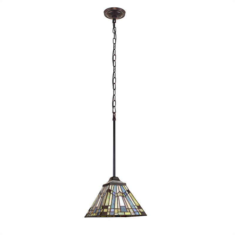 Chloe Lighting Mission Kinsey 1-Light Metal Mini-Pendant in Blackish Bronze