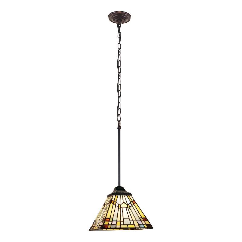 Chloe Lighting Mission Kinsey 1-Light Metal Mini-Pendant in Blackish Bronze