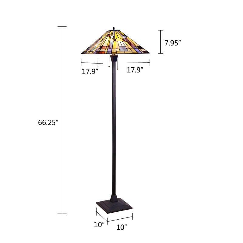 Chloe Lighting Mission Kinsey 2-Light Metal Floor Lamp in Blackish Bronze