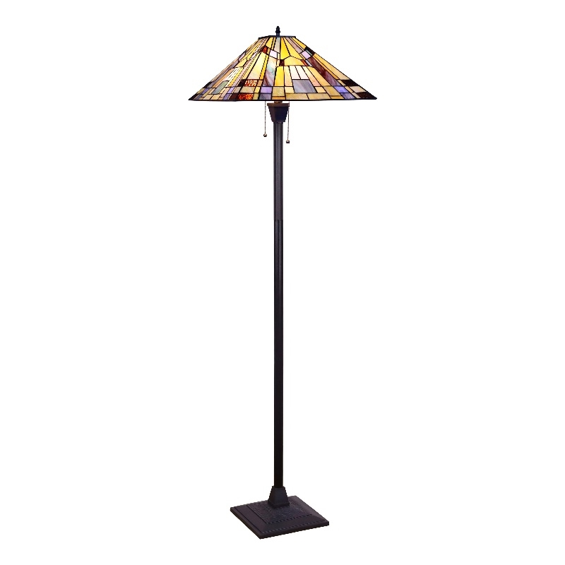 Chloe Lighting Mission Kinsey 2-Light Metal Floor Lamp in Blackish Bronze