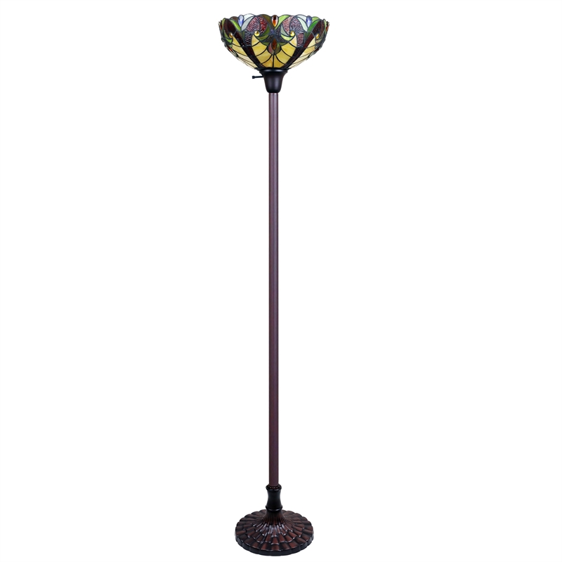 Chloe Lighting Victorian Adia 1-Light Metal Torchiere Floor Lamp in Dark Bronze