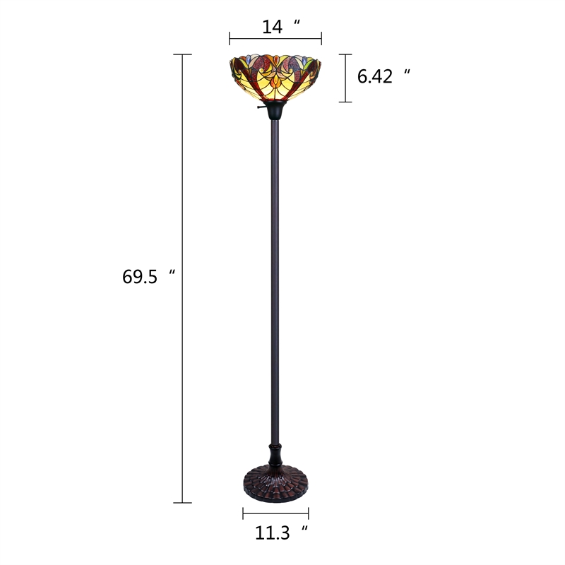 Chloe Lighting Victorian Adia 1-Light Metal Torchiere Floor Lamp in Dark Bronze