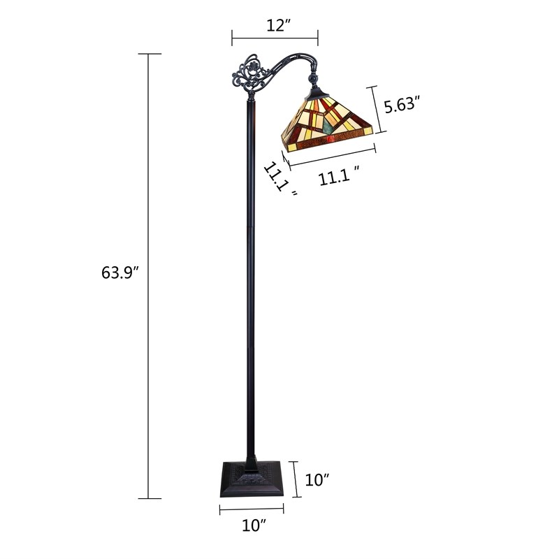 Chloe Lighting Mission Vincent 1-Light Metal Reading Floor Lamp in Black Bronze