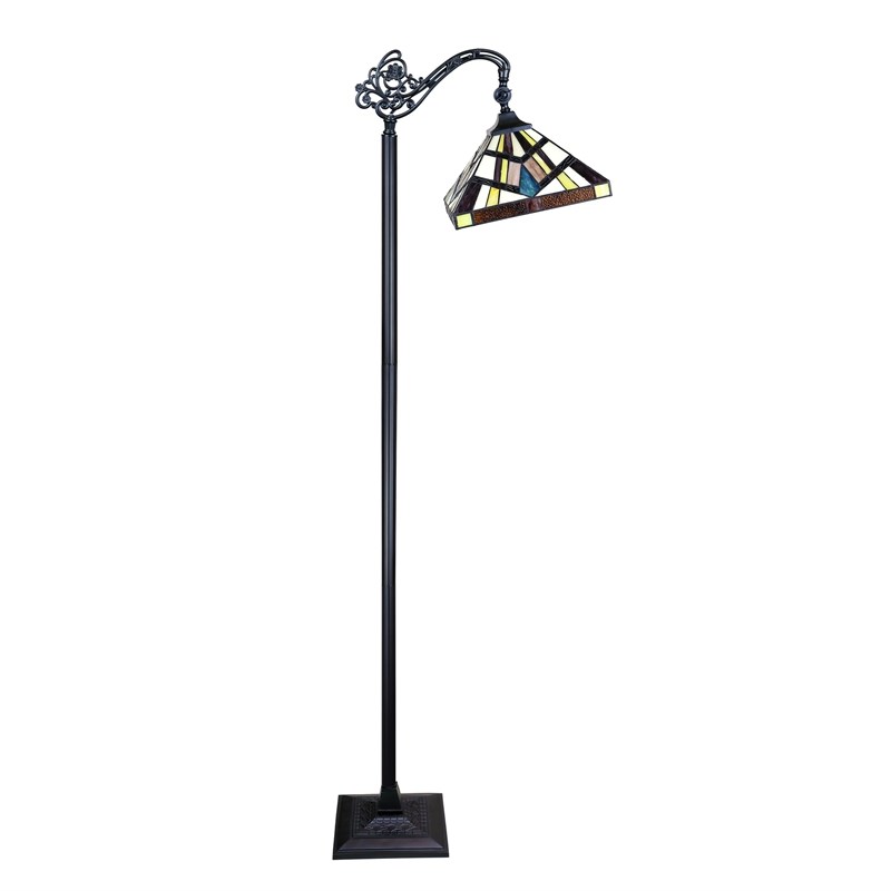Chloe Lighting Mission Vincent 1-Light Metal Reading Floor Lamp in Black Bronze