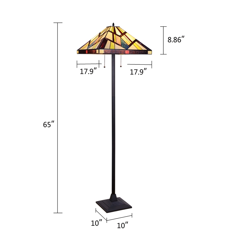 Chloe Lighting Mission Vincent 2-Light Metal Floor Lamp in Blackish Bronze