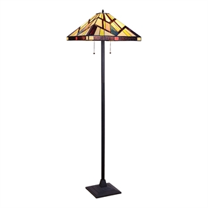 Chloe Lighting Mission Vincent 2-Light Metal Floor Lamp in Blackish Bronze