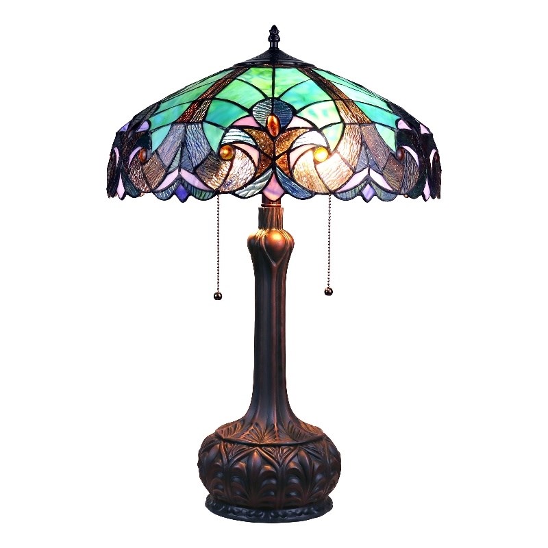 Chloe Lighting Victorian Liaison 2-Light Metal Table Lamp in Antique Dark Bronze