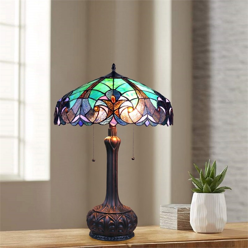 Chloe Lighting Victorian Liaison 2-Light Metal Table Lamp in Antique Dark Bronze
