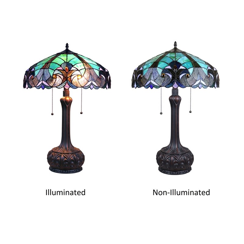 Chloe Lighting Victorian Liaison 2-Light Metal Table Lamp in Antique Dark Bronze