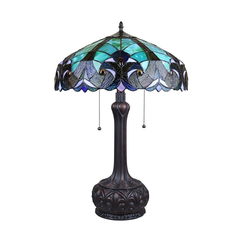 Chloe Lighting Victorian Liaison 2-Light Metal Table Lamp in Antique Dark Bronze