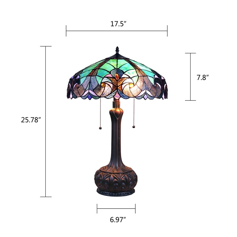 Chloe Lighting Victorian Liaison 2-Light Metal Table Lamp in Antique Dark Bronze