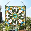 Chloe Lighting Mission Archie Design Glass & Metal Window Panel in Multi-Color