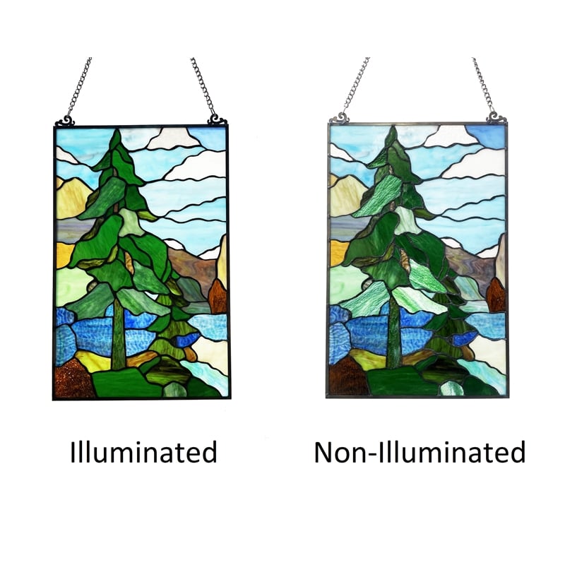 Chloe Lighting Floral Nature Design Glass & Metal Window Panel in Multi-Color