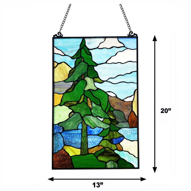 Chloe Lighting Floral Nature Design Glass & Metal Window Panel in Multi-Color