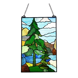 Chloe Lighting Floral Nature Design Glass & Metal Window Panel in Multi-Color