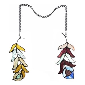 Chloe Lighting Animal Feather Design Metal/Glass Window Panel in Multi-Color