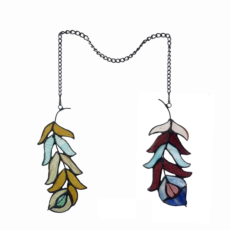 Chloe Lighting Animal Feather Design Metal/Glass Window Panel in Multi-Color