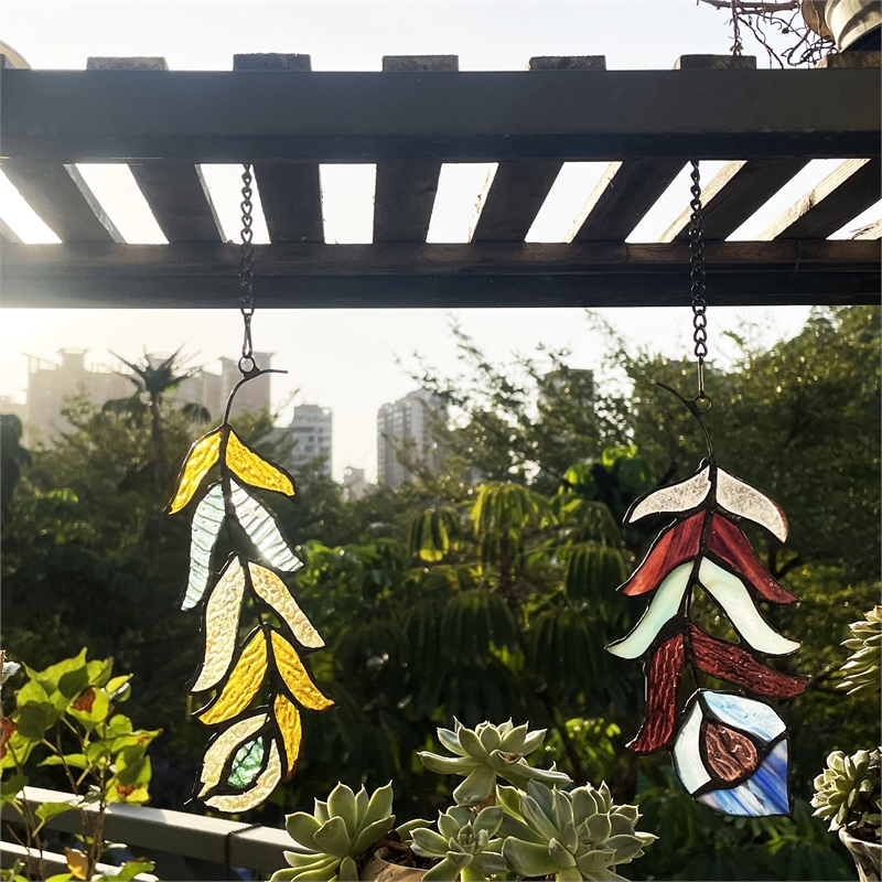 Chloe Lighting Animal Feather Design Metal/Glass Window Panel in Multi-Color