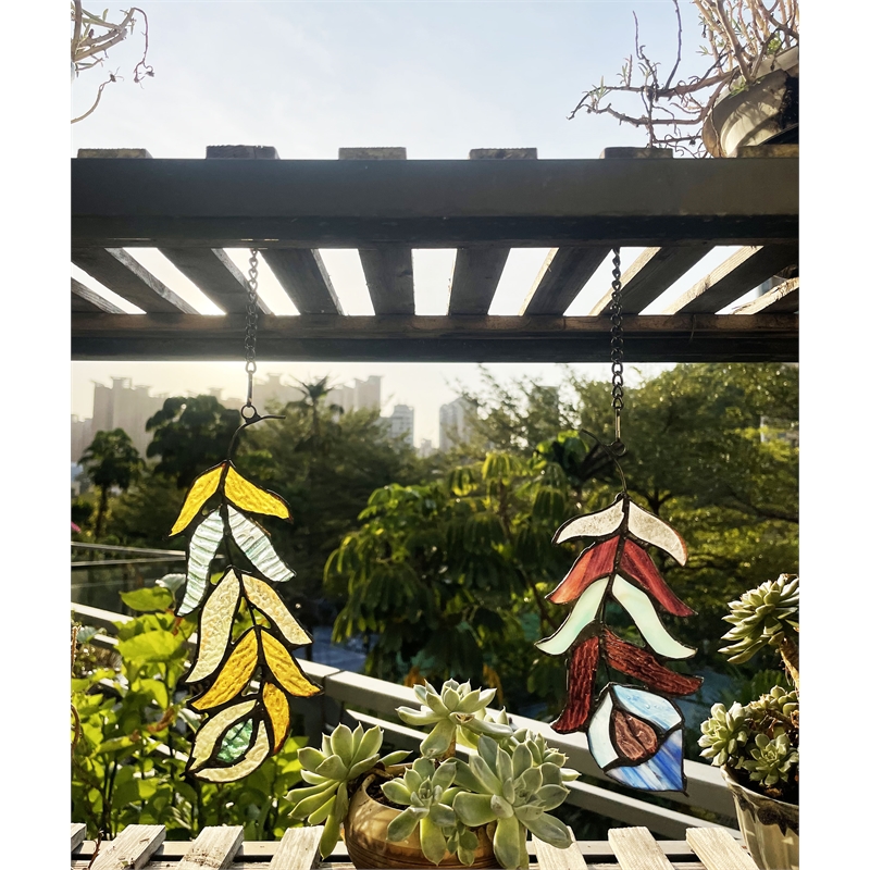 Chloe Lighting Animal Feather Design Metal/Glass Window Panel in Multi-Color