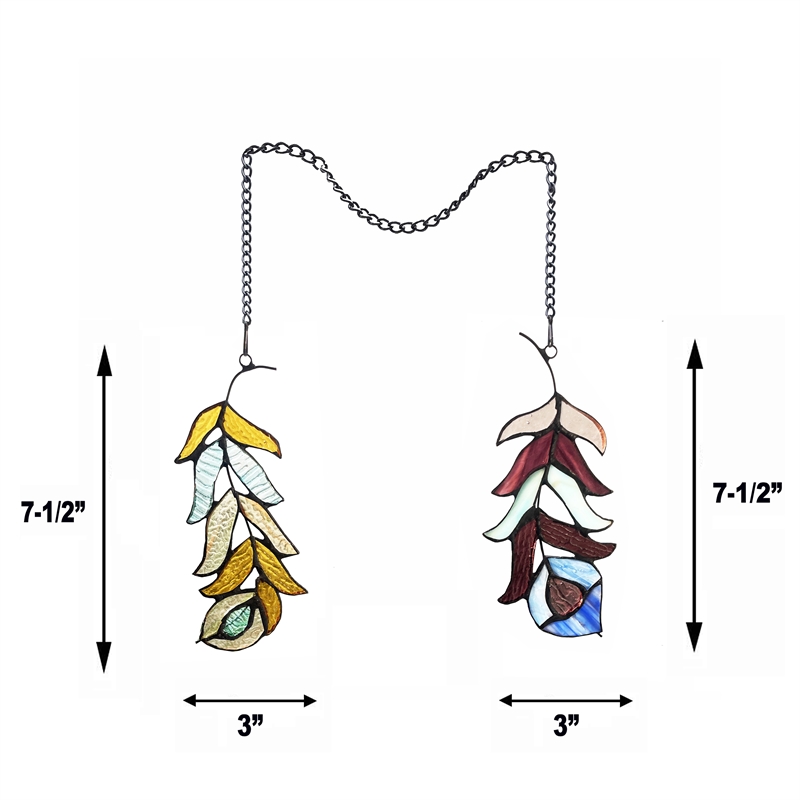 Chloe Lighting Animal Feather Design Metal/Glass Window Panel in Multi-Color