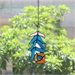 Chloe Lighting Animal Feather Design Glass & Metal Window Panel in Blue/Red