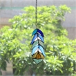 Chloe Lighting Animal Feather Design Glass & Metal Window Panel in Blue/Green