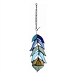 Chloe Lighting Animal Feather Design Glass & Metal Window Panel in Blue/Green
