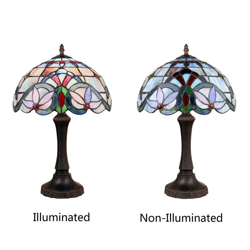 Chloe Lighting Victorian 1-Light Glass & Metal Table Lamp in Multi-Color