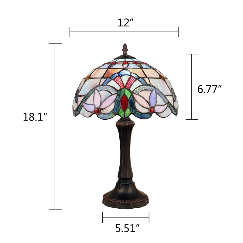 Chloe Lighting Victorian 1-Light Glass & Metal Table Lamp in Multi-Color