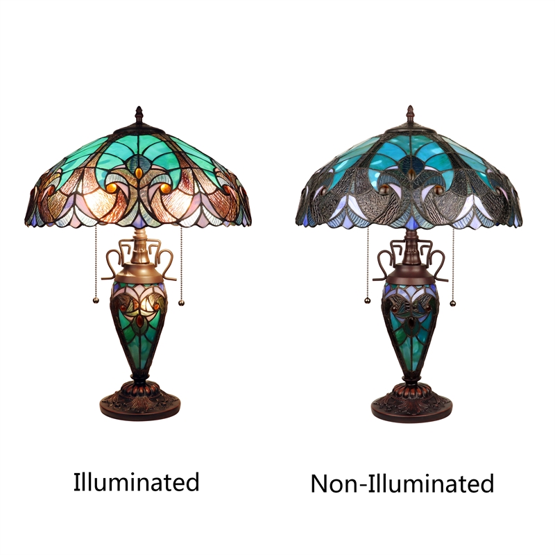 Chloe Lighting Victorian 3-Light Glass & Metal Table Lamp in Multi-Color