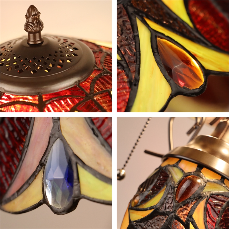 Chloe Lighting Victorian 3-Light Glass & Metal Table Lamp in Multi-Color