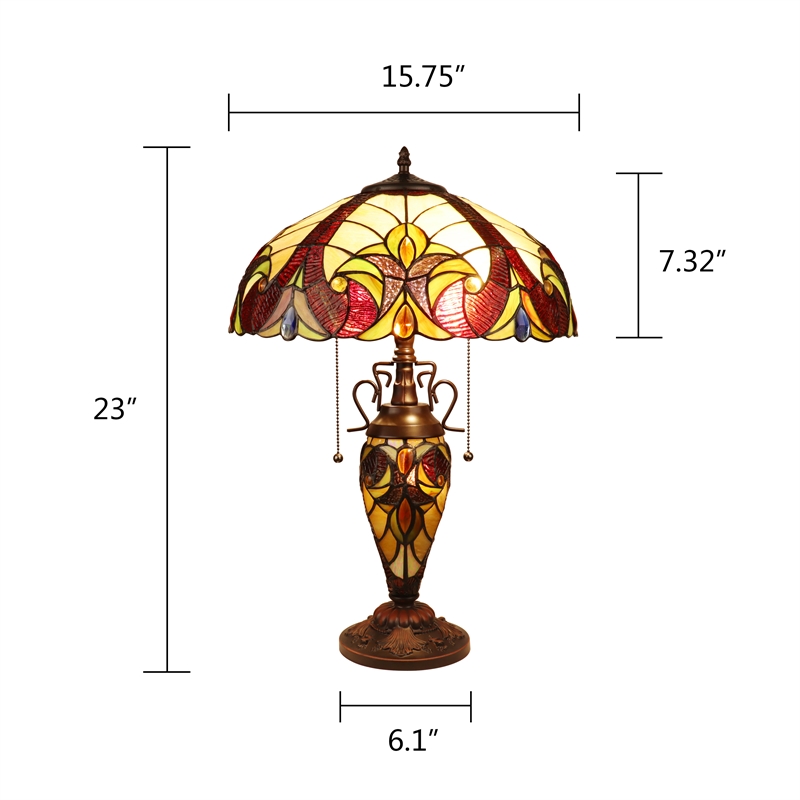 Chloe Lighting Victorian 3-Light Glass & Metal Table Lamp in Multi-Color