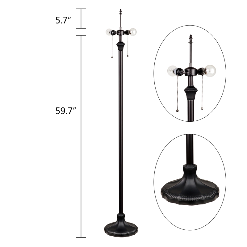 Chloe Lighting Victorian 2-Light Glass & Metal Floor Lamp in Multi-Color