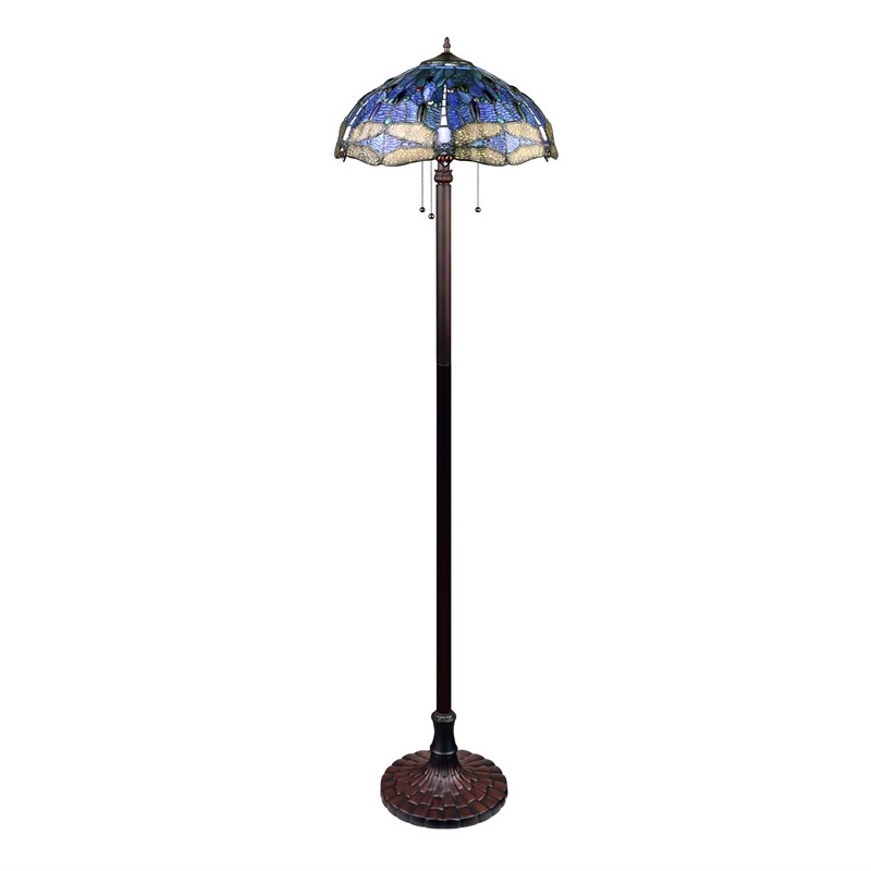 Chloe Lighting Dragonfly 3-Light Glass & Metal Floor Lamp in Multi-Color