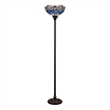 Chloe Lighting Dragonfly 1-Light Glass/Metal Torchiere Floor Lamp in Multi-Color