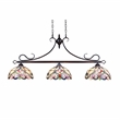 Chloe Lighting Victorian 3-Light Glass & Metal Island Pendant in Multi-Color