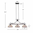 Chloe Lighting Victorian 3-Light Glass & Metal Island Pendant in Multi-Color
