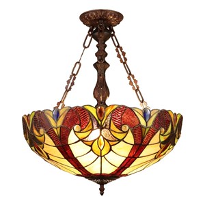Chloe Lighting Victorian 2-Light Glass Ceiling Pendant in Multi-Color