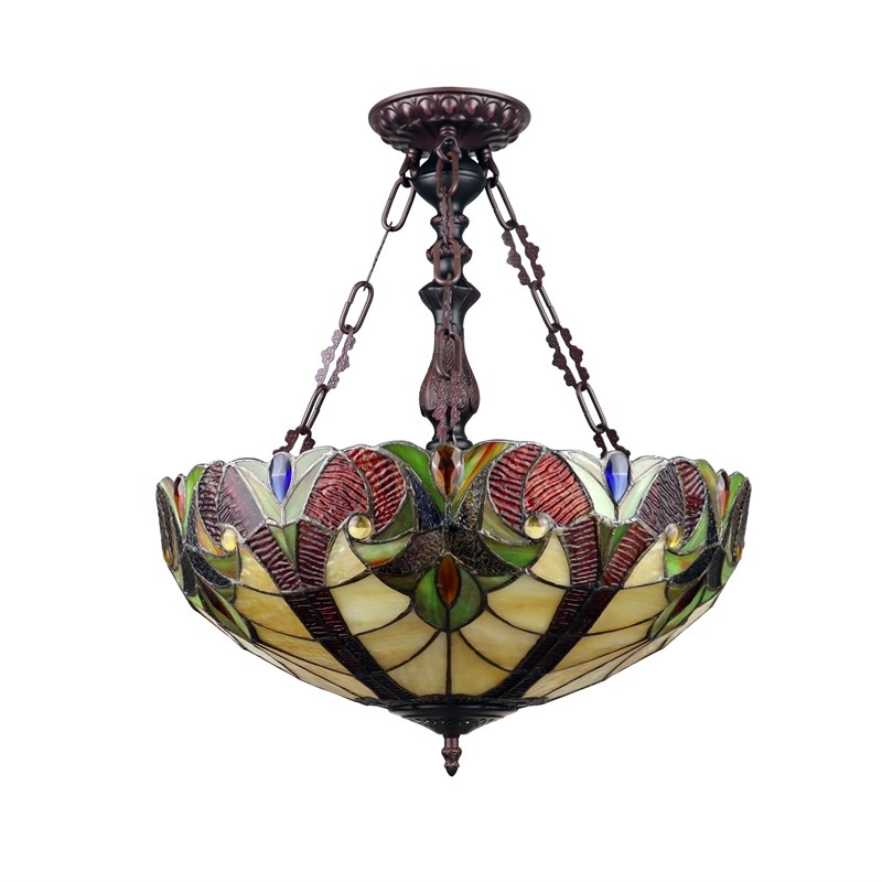 Chloe Lighting Victorian 2-Light Glass Ceiling Pendant in Multi-Color