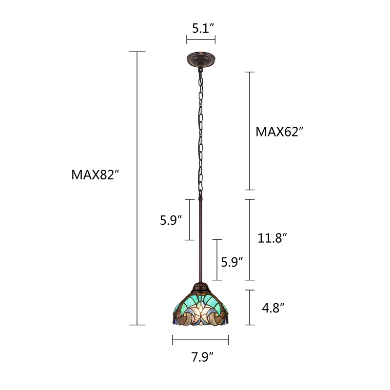 Chloe Lighting Liaison Victorian 1-Light Glass Mini Pendant in Bronze/Green