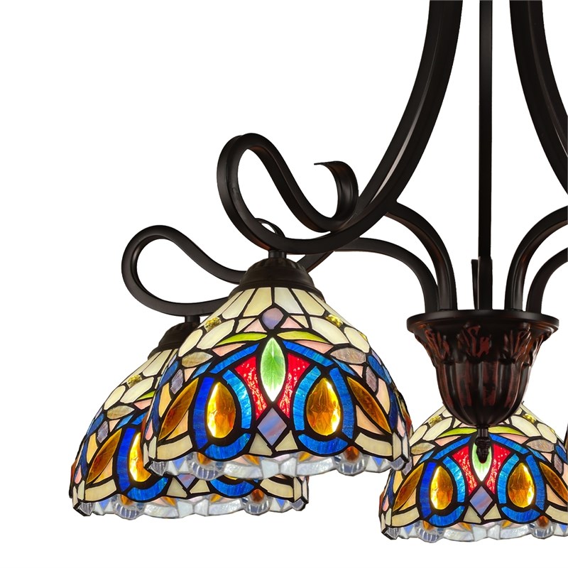 Chloe Lighting Serenity Victorian 5-Light Glass Large Chandelier in Bronze