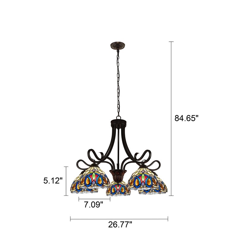Chloe Lighting Serenity Victorian 5-Light Glass Large Chandelier in Bronze